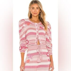 LoveShackFancy Pink Striped Cardigan